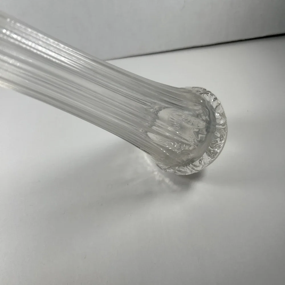 6 Petal Swung Clear Glass 13 Inch Flower Vase